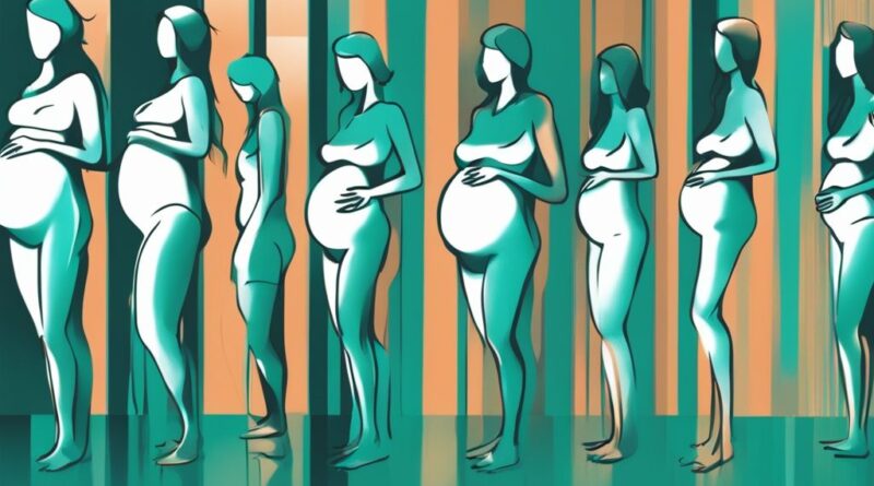 Digitale Illustration einer Schwangerschaftsreise in Teal, zeigt den Zeitraum ab wann spürt man das Baby bewegen.