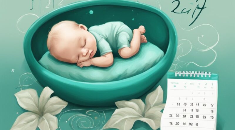 Moderne digitale Illustration eines gesunden Babys auf einem Kalender, der die Tage bis zur 37. Woche hervorhebt, symbolisiert ab wann ist ein Baby kein Frühchen mehr.