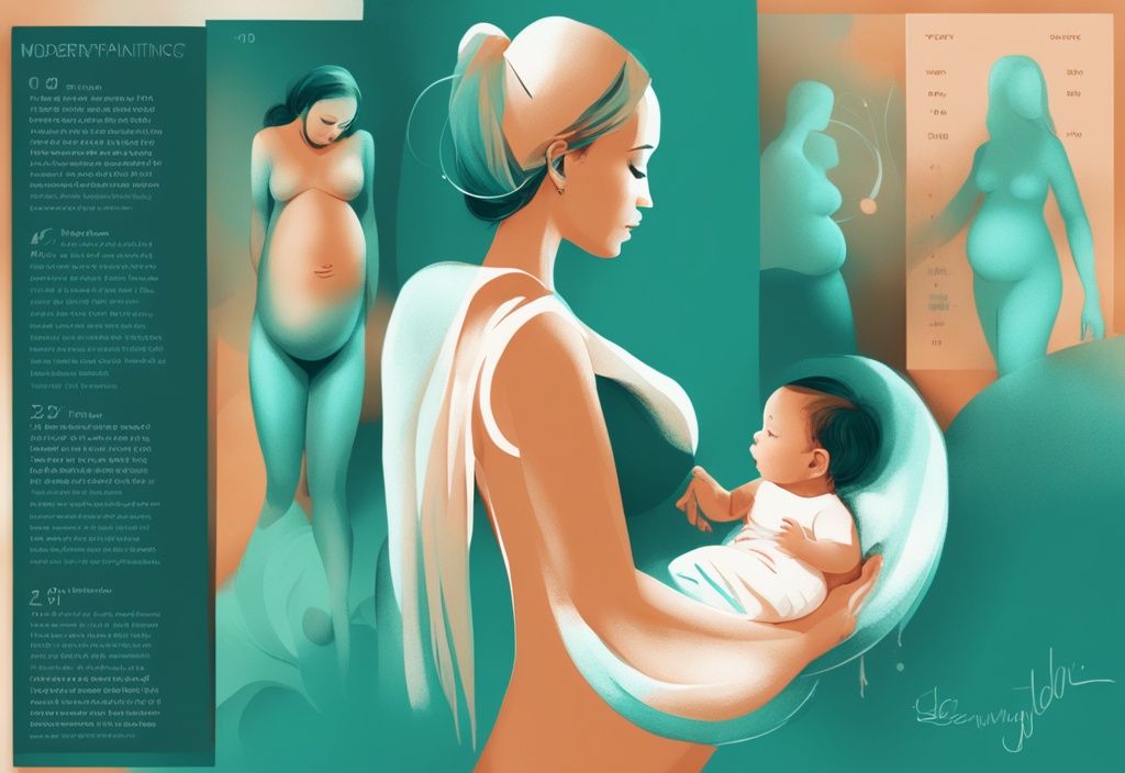 Moderne digitale Illustration in Teal, die eine Zeitleiste der Schwangerschaftsreise zeigt, mit Schwerpunkt auf dem Zeitraum ab wann spürt man das Baby.